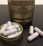 Вітаміни для очей Solgar Bilberry Ginkgo Eyebright Complex plus Lutein 60 капсул, фото 9