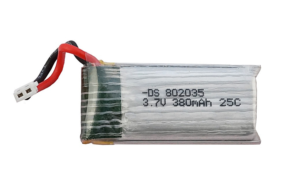 Аккумулятор литий-полимерный 380mAh 3.7V 802035 высокотоковый 25C для Hubsan X4 H107 H107L H107D JD385 JD388 - фото 1 - id-p278425260