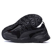 Мужские беговые кроссовки из натуральной кожи Puma Runner Black черные, легкие мужские кожаные кроссовки