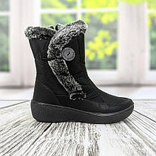Чобітки-дутики жіночі зимові чорні з опушенням середньої висоти Paolla 2615