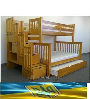 Ліжко двоярусне дерев'яне трансформер Бастон