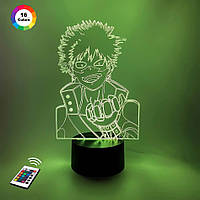 3D нічник "Кацуки Бакуго" (ВОЛІЧНЕ ЗОБРАЖЕННЯ)+ пульт ДК + мережевий адаптер + батарейки (3ААА) 3DTOYSLAMP