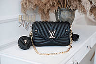 Жіноча сумка клач шкіряна чорна Louis Vuitton