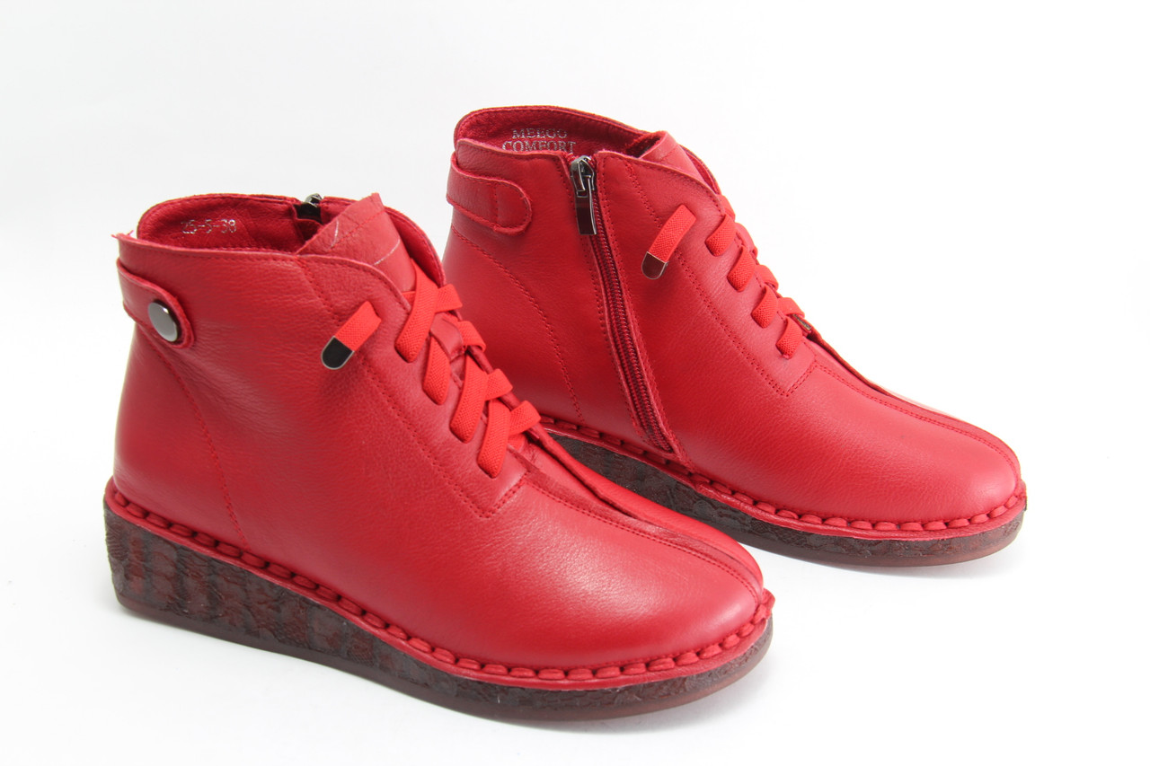 Черевики жіночі MeegoComfort 25-5-bright-red шкіряні червоні