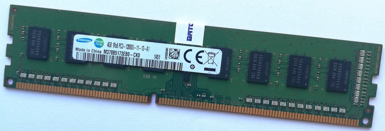 Оперативная пам'ять Samsung DDR3 4Gb 1600MHz PC3-12800U 1R8 CL11 (M378B5173EB0-CK0) Б/В