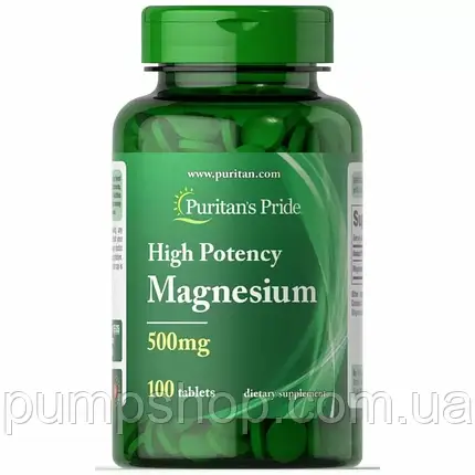 Магнія оксид Puritan's Pride Magnesium 500 мг 100 таб., фото 1
