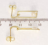 Сережки Xuping QQMM Позолота 14K пусети "Прямокутники з перлинками", фото 3