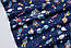 Сатин "Роботи в космосі" на синьому тлі, №3670с, фото 3