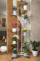 Подставка для цветов BeStand "ДУЭТ" с подвижными корзинками, высота 180 см, цвет белый.