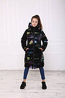 Куртка длинная для девочки Амина с принтом 152-158р