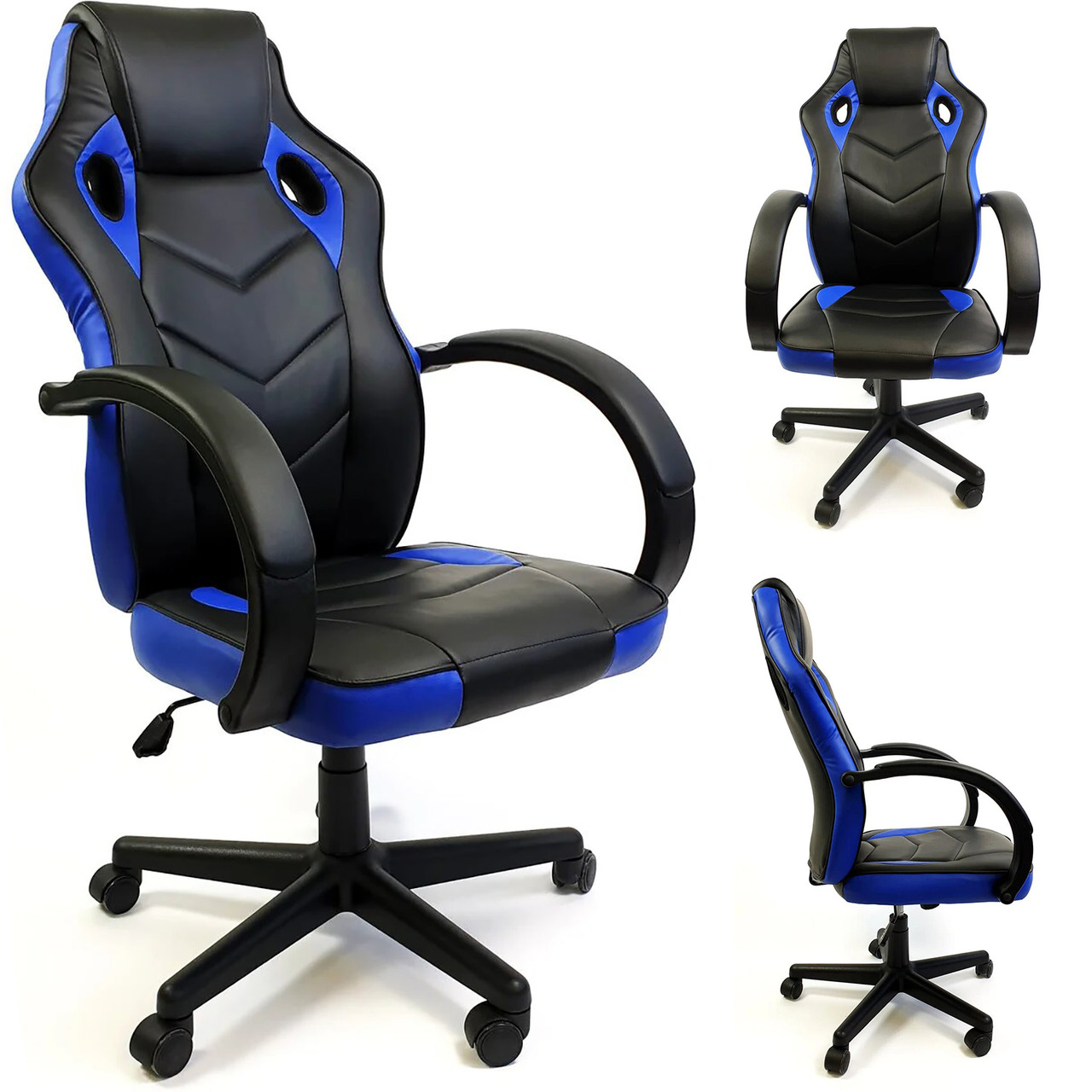 Кресло геймерское игровое компьютерное 7F RACER EVO, синее - фото 1 - id-p1233419283