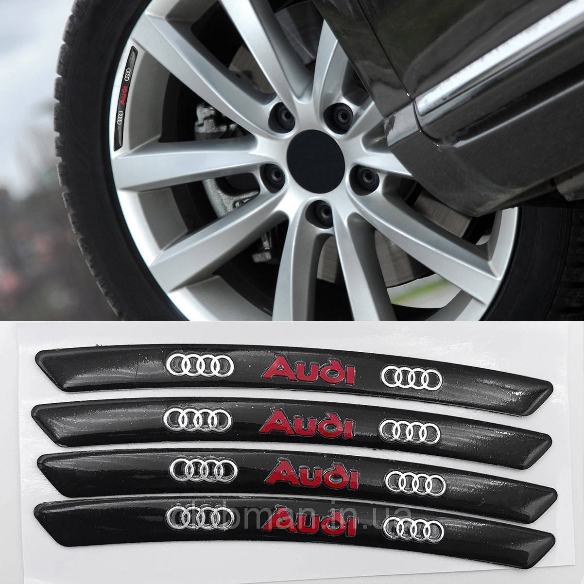Наклейки на диски AUDI (АУДІ) на колеса Чорні