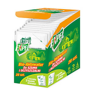 Біоактиватор для септиків та очисних споруд, біопрепарат для вигрібних ям (20 пакетиків) - Expel