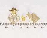 Сережки Xuping QQMM Позолота 14K пусети "Зірки з кристальними ромбами", фото 3