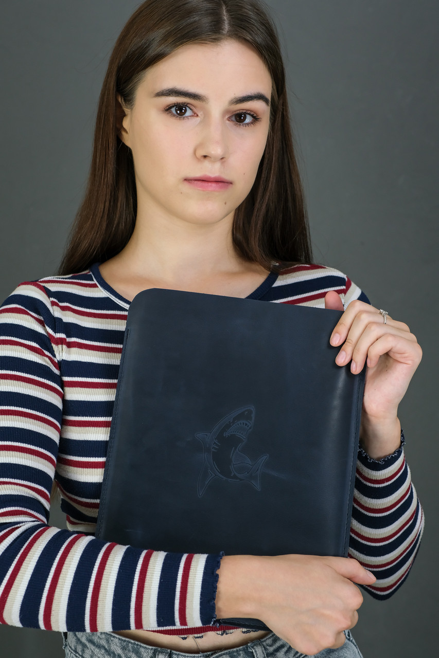 Чохол для MacBook Дизайн №1 з натуральної шкіри колір Синій