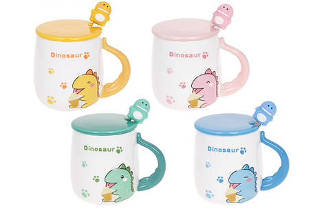 Заварник порцеляновий з кришкою і ложкою "Dinosaur" 430 мл 4 дизайни (рандом) 927-224, фото 2