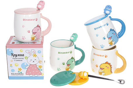 Заварник порцеляновий з кришкою і ложкою "Dinosaur" 430 мл 4 дизайни (рандом) 927-224, фото 1