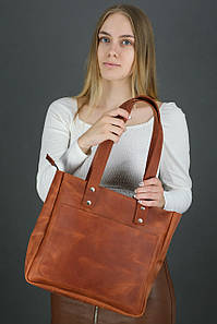 Жіночий шоппер Белла з натуральної шкіри колір Коньяк