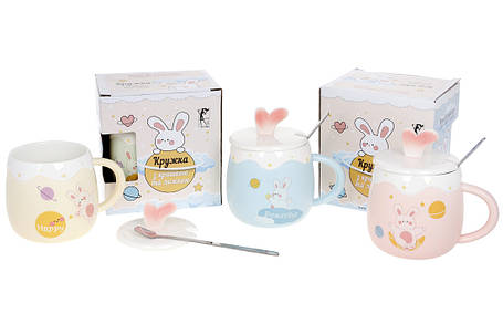 Заварник порцеляновий з кришкою і ложкою "Funny Rabbits" 430 мл 4 дизайни (рандом) 927-225, фото 1
