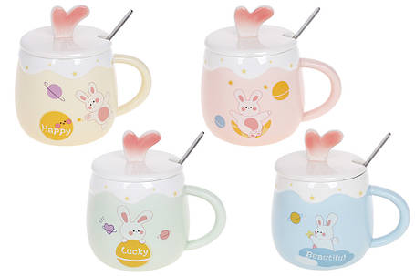 Заварник порцеляновий з кришкою і ложкою "Funny Rabbits" 430 мл 4 дизайни (рандом) 927-225, фото 2