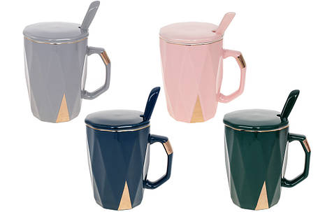 Заварник порцеляновий з кришкою і ложкою "Elegance" 430 мл 4 дизайни (раном) 927-228, фото 2