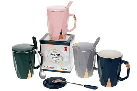 Заварник порцеляновий з кришкою і ложкою "Elegance" 430 мл 4 дизайни (раном) 927-228, фото 1