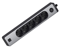 Подовжувач з вимикачем, 5 гнізд 2P+PE USB-2шт. алюм/чорний 1,5 метра