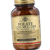 Фолиевая кислота (Витамин В9) Solgar Folate 1333 mcg DFE (Folic Acid 800 mcg) 250 капсул