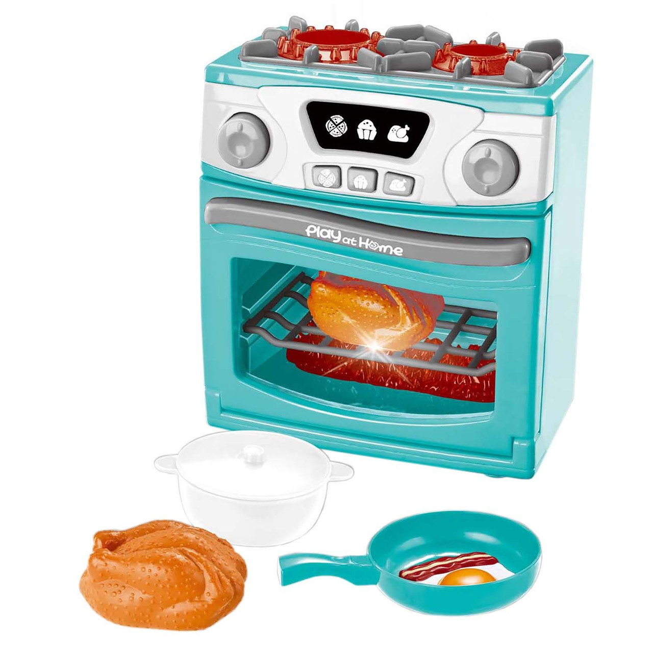 Плита для дівчинки іграшкова З відкривається духовкою світлом і звуком Сковорідка На батарейках QF 26131 G, фото 1