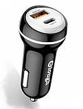 Автомобільний зарядний пристрій 2 виходи (USB +  TypeC) 20W, швидка зарядка QC 3,0 + PD, фото 3