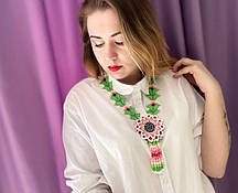 Кольє ручної роботи Рожева гербера