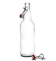 Стеклянная бутылка на зажиме литровая