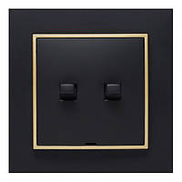 Выключатель двухклавишный Karlik MINI золотой / черный с рамкой 12MWPUS-2-12MR-1-29MRP-1 американский стиль