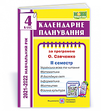 4 клас. Календарне планування ІІ семестр (за програмою О. Я. Савченко). 2021-2022 н.р. ПІП