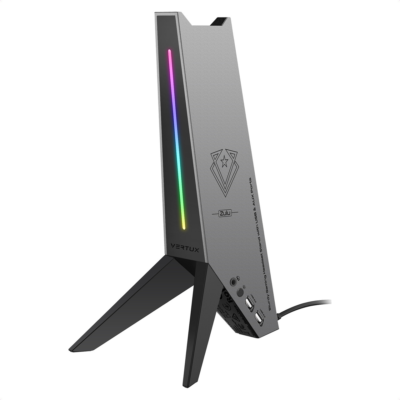 USB хаб Vertux Zulu 2xUSB 2.0/AUX 3.5 мм з підставкою для навушників Black (zulu.black), фото 1