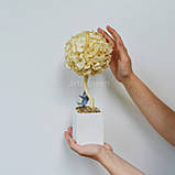 Дерево зі стабілізованою гортензією 30 cm, топіарій бежевий, фото 2