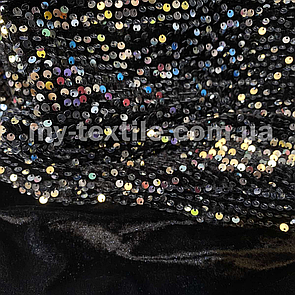 Паєтка срібло на чорному велюрі