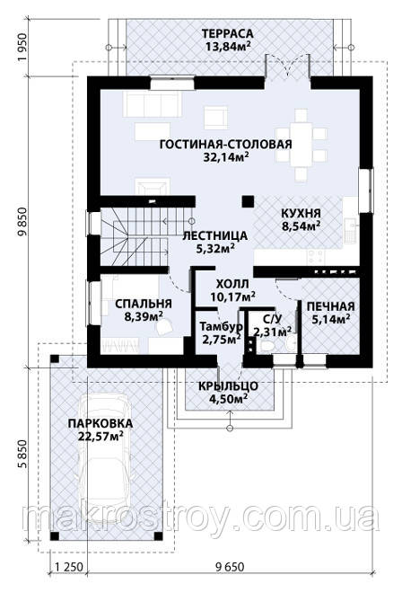 Проект дачного дома с террасой MS105 - фото 4 - id-p223679008