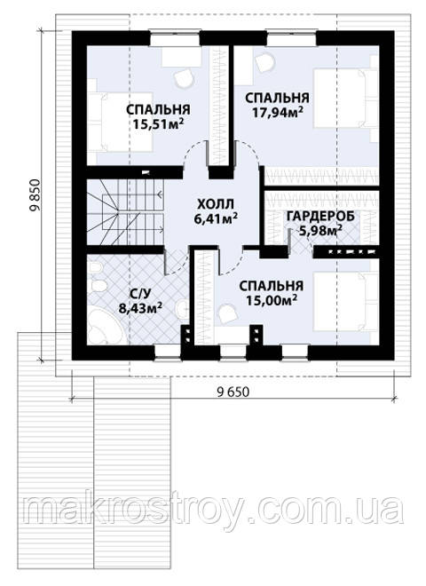 Проект дачного дома с террасой MS105 - фото 5 - id-p223679008