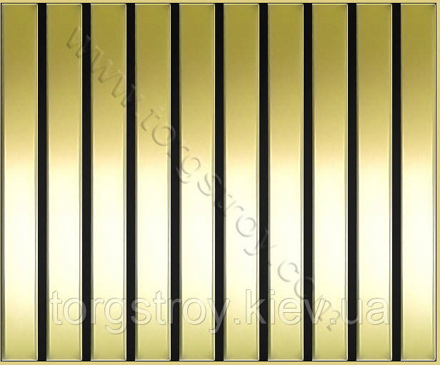 Реечные алюминиевые зеркальные потолки: рейка золото-зеркало с черной вставкой - фото 1 - id-p223685125