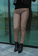 Штани жіночі з екошкіри укорочені/брюки жіночі шкіряні по кісточку