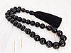 Чотки натуральний камінь Чорний агат 33 намистини d 12мм, фото 6