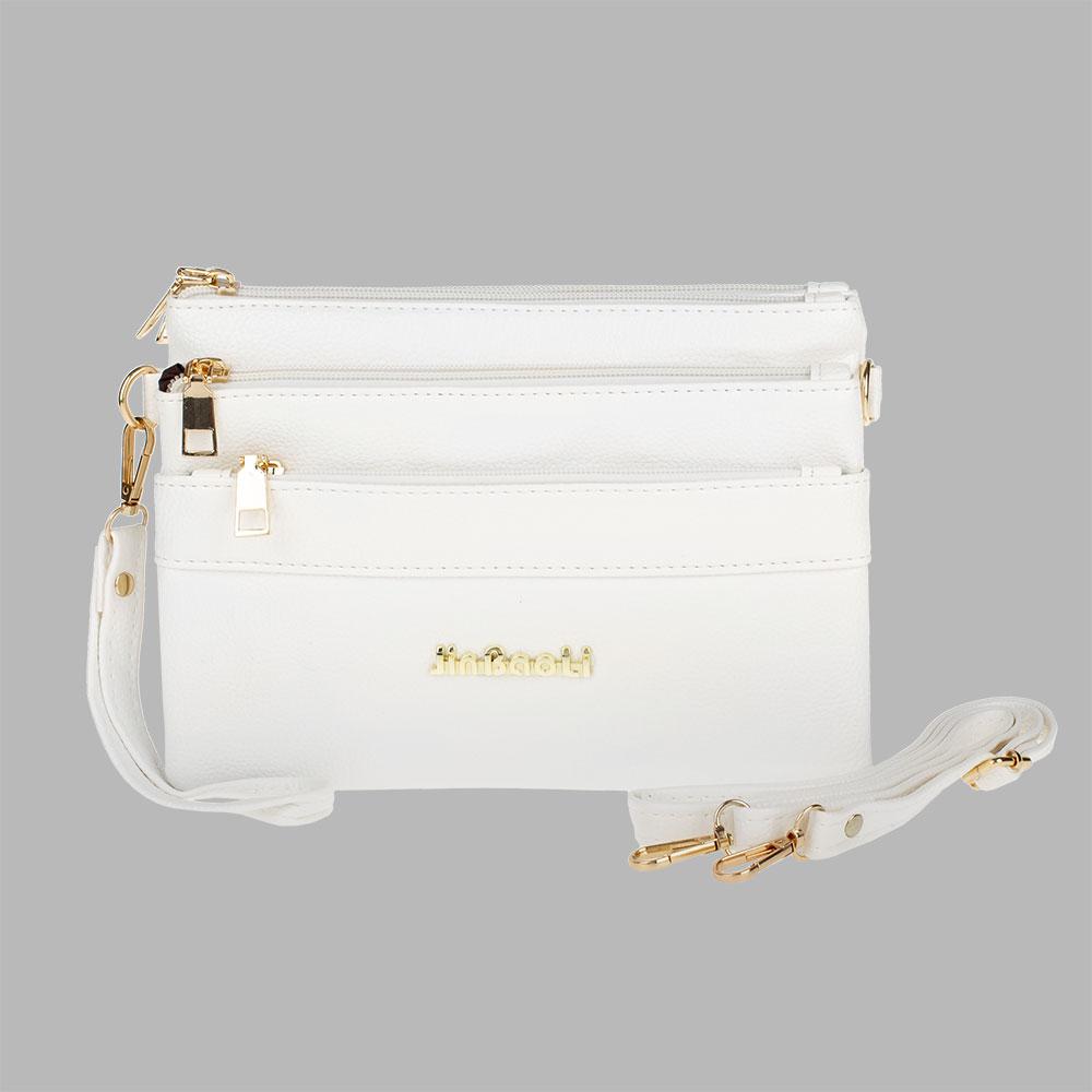 Сумочка жіноча через плече JBL 4 відділення на блискавці біла