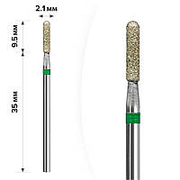 Фреза алмазная цилиндр скругленный Green Mart, 2,1х9,5