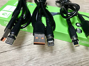 Кабель магнітний Denmen D18V USB на вибір Micro USB Type C або Lightning 2.4 A, фото 2