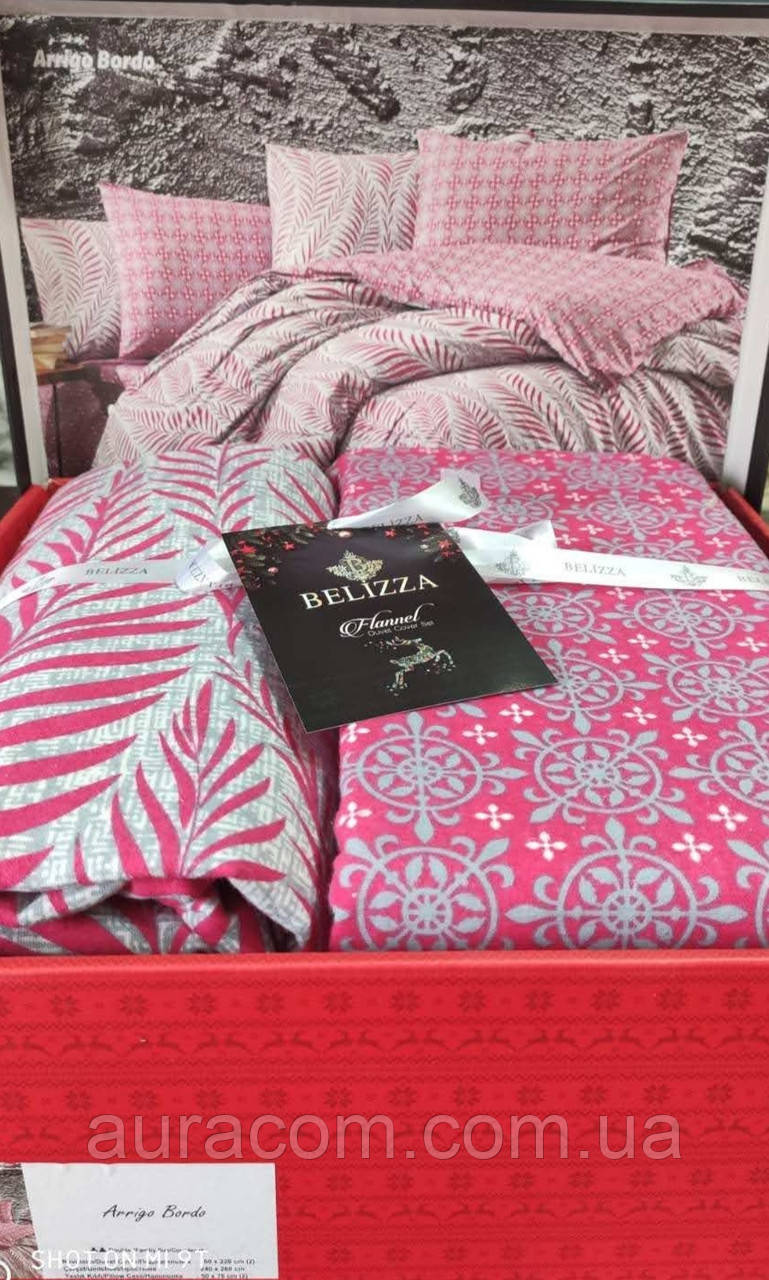 Полуторна, червона, байкова постільна білизна, Туреччина, фото 1