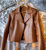 Куртка из кожи крокодила коричневого цвета