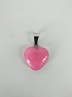 Кулон сердечко, натуральный камень розовый агат
