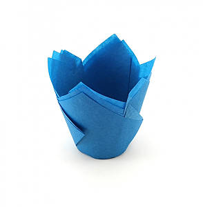 Паперові форми для кексів, капкейків Тюльпан СИНІЙ