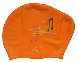 Шапочка для плавання для довгого волосся (колір оранжевий, малюнок ноти)